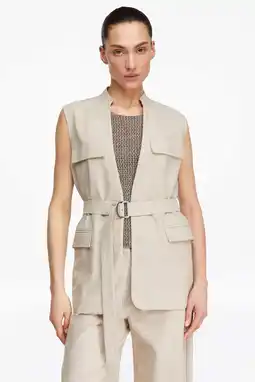 Wehkamp comma gilet met linnen beige aanbieding