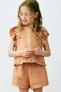 Wehkamp Mango Kids blouse met ruches - donkeroranje aanbieding