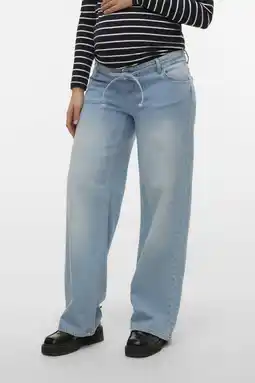 Wehkamp MAMALICIOUS Mlfula zwangerschaps wide leg jeans light blue denim aanbieding