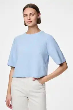 Wehkamp PIECES trui lichtblauw gebreid aanbieding