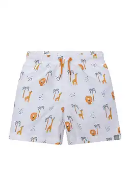 Wehkamp Swim Essentials zwemshort met all over print wit/blauw/bruin aanbieding
