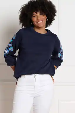 Wehkamp LOLALIZA gebloemde sweater blauw aanbieding