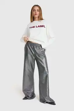 Wehkamp Alix the Label wide leg regularwaist broek zilver aanbieding