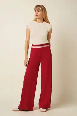 Wehkamp King Louie wide leg highwaist gestreepte casual broek rood aanbieding