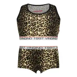 Wehkamp Vingino bh top + short panterprint bruin/zwart aanbieding