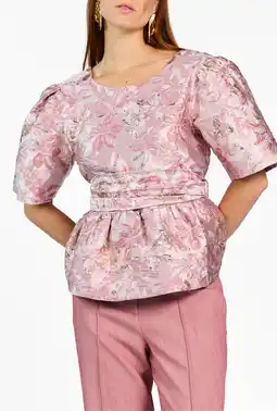 Wehkamp Aaiko gebloemde top roze met glitter aanbieding
