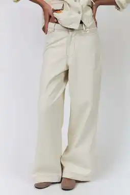 Wehkamp Lollys Laundry wide leg jeans ecru aanbieding