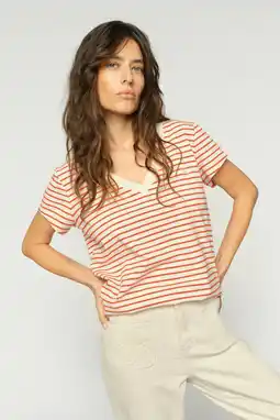 Wehkamp Mos Mosh gestreepte T-shirt ecru aanbieding