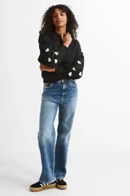 Wehkamp LTB highwaist wide leg jeans dark blue denim aanbieding