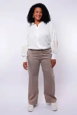 Wehkamp Exxcellent highwaist straight leg jeans taupe aanbieding