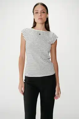 Wehkamp Grace & Mila gestreepte top ecru aanbieding