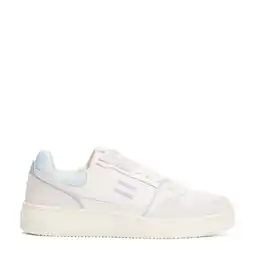 Wehkamp Tommy Jeans leren sneakers wit/lila/lichtblauw aanbieding