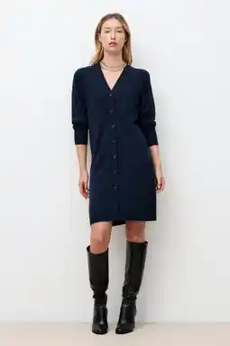 Wehkamp Caroll wollen gebreide jurk marineblauw aanbieding