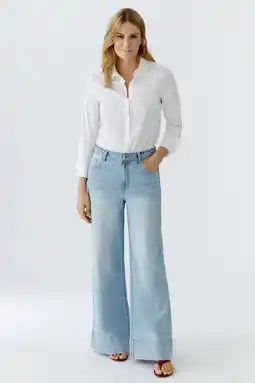 Wehkamp OUI wide leg jeans medium blue denim aanbieding