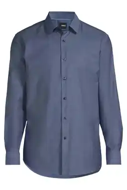 Wehkamp BOSS slim zakelijk overhemd met textuur donkerblauw aanbieding