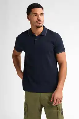 Wehkamp Petrol Industries regular polo met textuur donkerblauw aanbieding