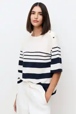 Wehkamp Caroll gestreepte pullover donkerblauw aanbieding