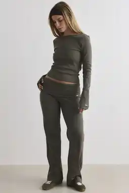 Wehkamp Aim'n sportbroek Ease Ribbed olijfgroen aanbieding