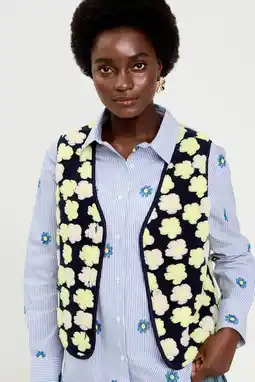 Wehkamp Cache Cache teddy gebloemde gilet marineblauw aanbieding