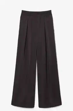 Wehkamp Lacoste wide leg regularwaist broek donkerbruin aanbieding