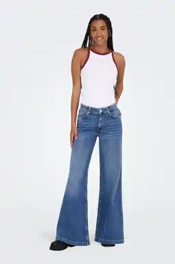 Wehkamp ONLY wide leg jeans dark blue denim aanbieding