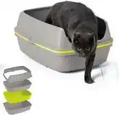 Bol.com Moderna Lift To Sift - Kattenbak Met Zeefsysteem - Grijs/Geel - 57 x 43 x 27 cm aanbieding