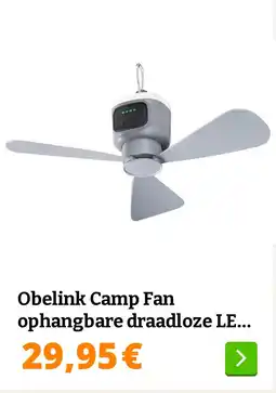 Obelink Obelink Camp Fan ophangbare draadloze LED ventilator aanbieding