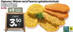 Coop Zigeuner, wiener en/of boeren gehaktschnitzels aanbieding