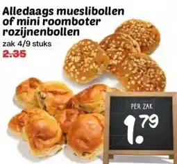 Coop Alledaags mueslibollen of mini roomboter rozijnenbollen aanbieding