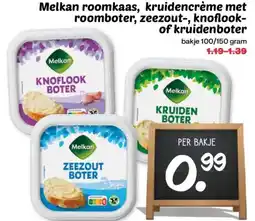 Coop Melkan roomkaas, kruidencrème met roomboter, zeezout , knoflook of kruidenboter aanbieding