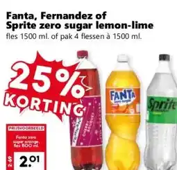 Coop Fanta, Fernandez of Sprite zero sugar lemon-lime aanbieding