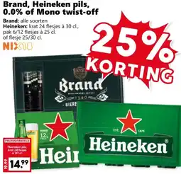 Coop Brand, Heineken pils, 0.0% of Mono twist-off aanbieding