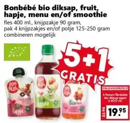 Coop Bonbébé bio diksap, fruit, hapje, menu en/of smoothie aanbieding
