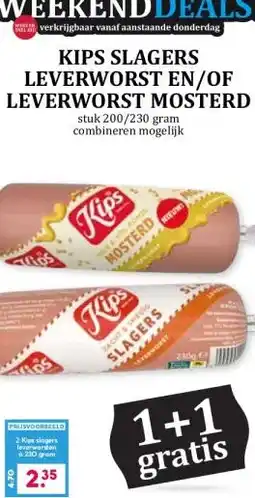 Boon`s Markt KIPS SLAGERS LEVERWORST EN/OF LEVERWORST MOSTERD aanbieding