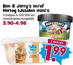 Boon`s Markt Ben & Jerry's en/of Hertog IJssalon mini's aanbieding