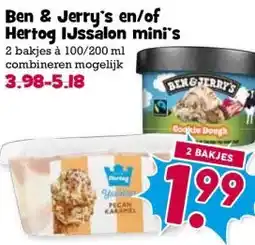 Boon`s Markt Ben & Jerry's en/of Hertog IJssalon mini's aanbieding