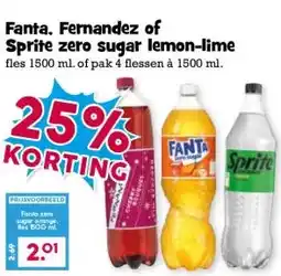 Boon`s Markt Fanta. Fernandez of Sprite zero sugar lemon-lime aanbieding