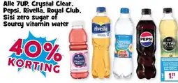 Boon`s Markt Alle 7UP, Crystal Clear, Pepsi, Rivella, Royal Club. Sisi zero sugar of Sourcy vitamin water aanbieding