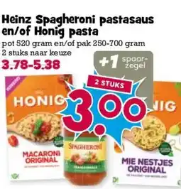 Boon`s Markt Heinz Spagheroni pastasaus en/of Honig pasta aanbieding