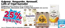 Boon`s Markt Gulpener, Hoegaarden, Korenwolf. Leffe of Tripel Karmeliet aanbieding