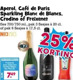 Boon`s Markt Aperol, Café de Paris Sparkling Blanc de Blancs, Crodino of Freixenet aanbieding