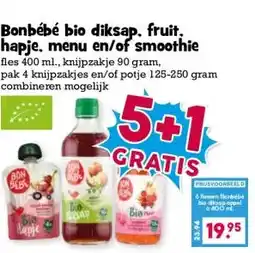 Boon`s Markt Bonbébé bio diksap. fruit, hapje, menu en/of smoothie aanbieding