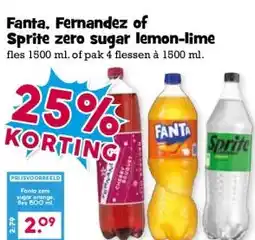 Boon`s Markt Fanta. Fernandez of Sprite zero sugar lemon-lime aanbieding