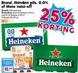 Boon`s Markt Brand, Heineken pils, 0.0% of Mono twist-off aanbieding