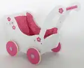 Bol.com Bayer Houten Poppenwagen - Wit/Roze aanbieding