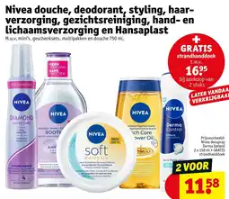 Kruidvat Nivea douche, deodorant, styling, haarverzorging, gezichtsreiniging, hand en lichaamsverzorging en Hansaplast aanbieding