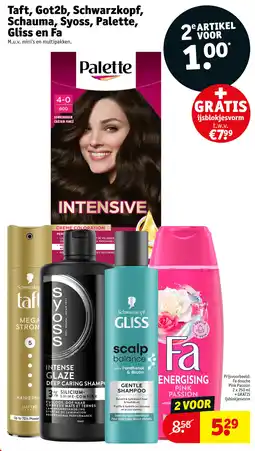 Kruidvat Taft, got2b, schwarzkopf, schauma, syoss, palette, gliss en fa aanbieding