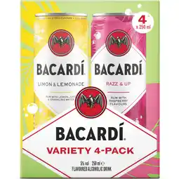 PLUS Bacardi 4-pack Razz & Up / Limon & Lemonade aanbieding