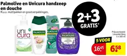 Kruidvat Palmolive en unicura handzeep en douche aanbieding