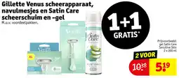 Kruidvat Gillette venus scheerapparaat, navulmesjes en satin care scheerschuim en gel aanbieding